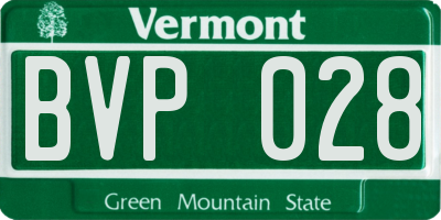 VT license plate BVP028