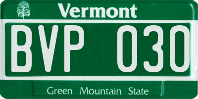 VT license plate BVP030