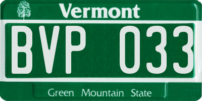 VT license plate BVP033