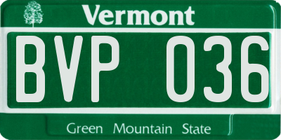 VT license plate BVP036