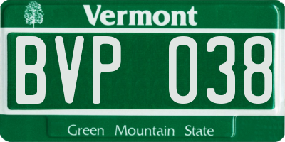 VT license plate BVP038