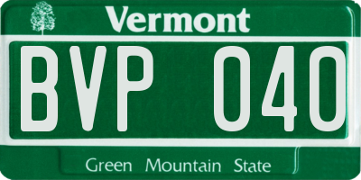 VT license plate BVP040