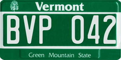 VT license plate BVP042