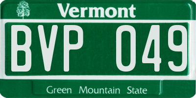 VT license plate BVP049