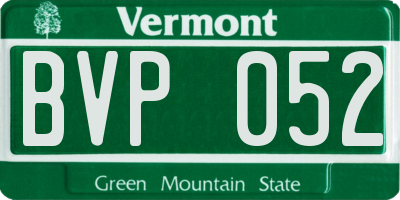 VT license plate BVP052
