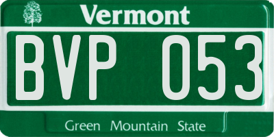 VT license plate BVP053