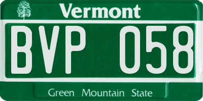 VT license plate BVP058