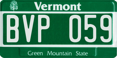VT license plate BVP059