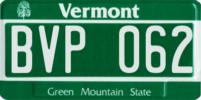 VT license plate BVP062