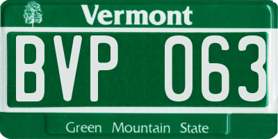 VT license plate BVP063