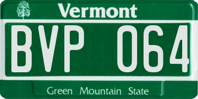 VT license plate BVP064