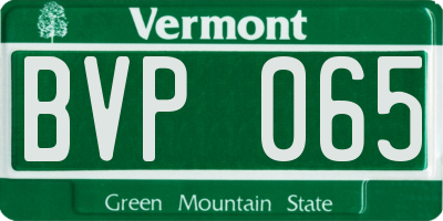 VT license plate BVP065