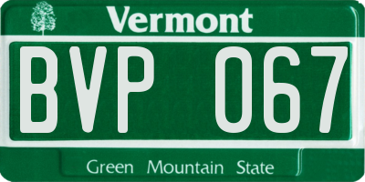 VT license plate BVP067