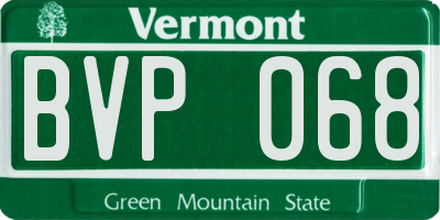 VT license plate BVP068
