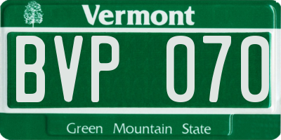 VT license plate BVP070