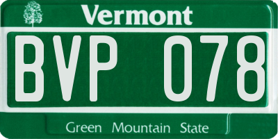 VT license plate BVP078