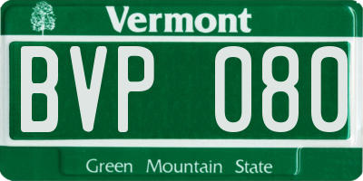 VT license plate BVP080