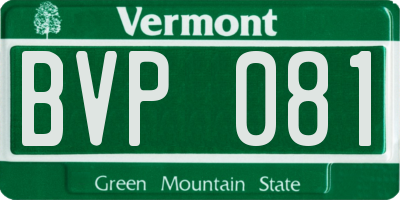 VT license plate BVP081