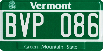 VT license plate BVP086