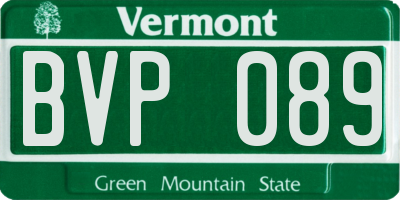 VT license plate BVP089