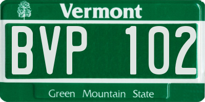 VT license plate BVP102