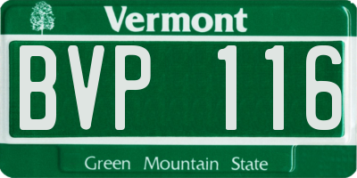 VT license plate BVP116