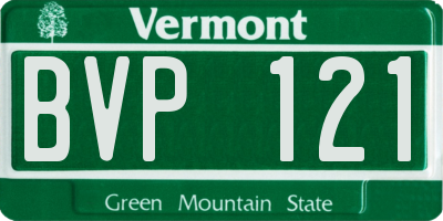 VT license plate BVP121