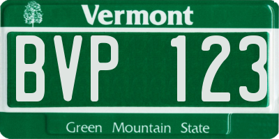 VT license plate BVP123