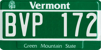 VT license plate BVP172