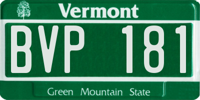 VT license plate BVP181