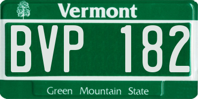 VT license plate BVP182