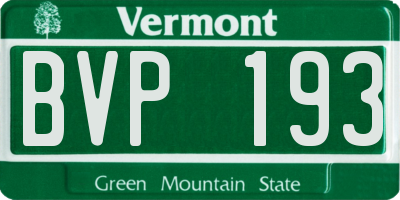 VT license plate BVP193