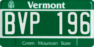 VT license plate BVP196