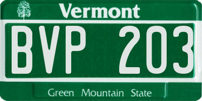 VT license plate BVP203