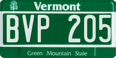 VT license plate BVP205