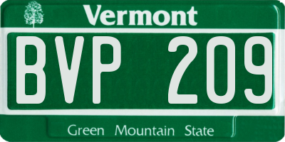 VT license plate BVP209
