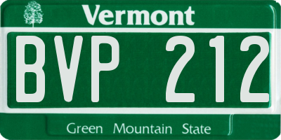 VT license plate BVP212
