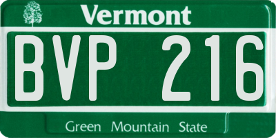 VT license plate BVP216