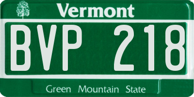 VT license plate BVP218