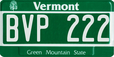 VT license plate BVP222
