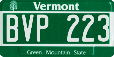 VT license plate BVP223