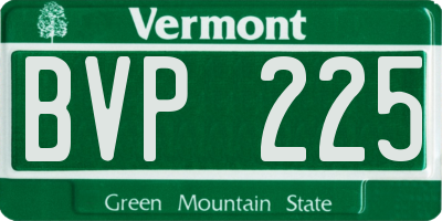 VT license plate BVP225