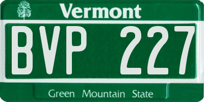 VT license plate BVP227