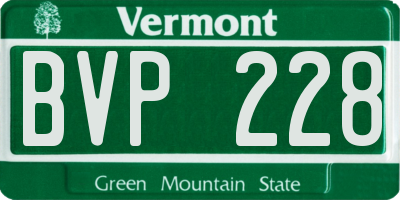VT license plate BVP228