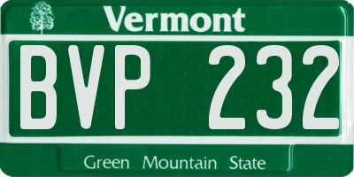 VT license plate BVP232