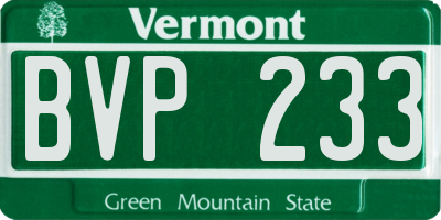 VT license plate BVP233