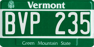 VT license plate BVP235