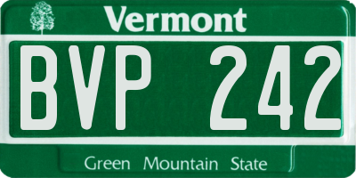 VT license plate BVP242