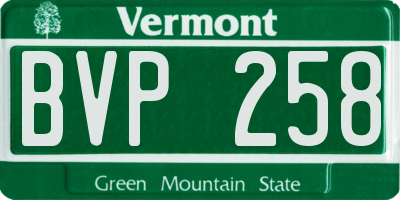 VT license plate BVP258