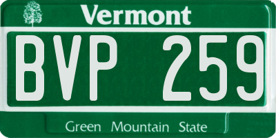 VT license plate BVP259
